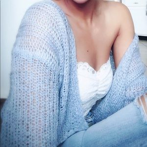 Powder blue oversized knitted sweater (crop fit)